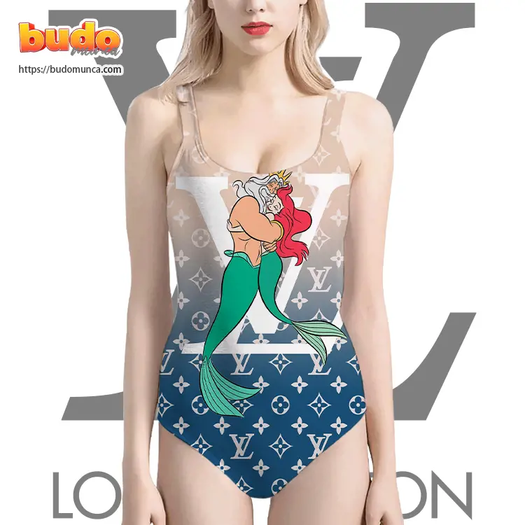 Lv feat ariel hug king triton disney swimsuit louis vuitton gift uninque for women